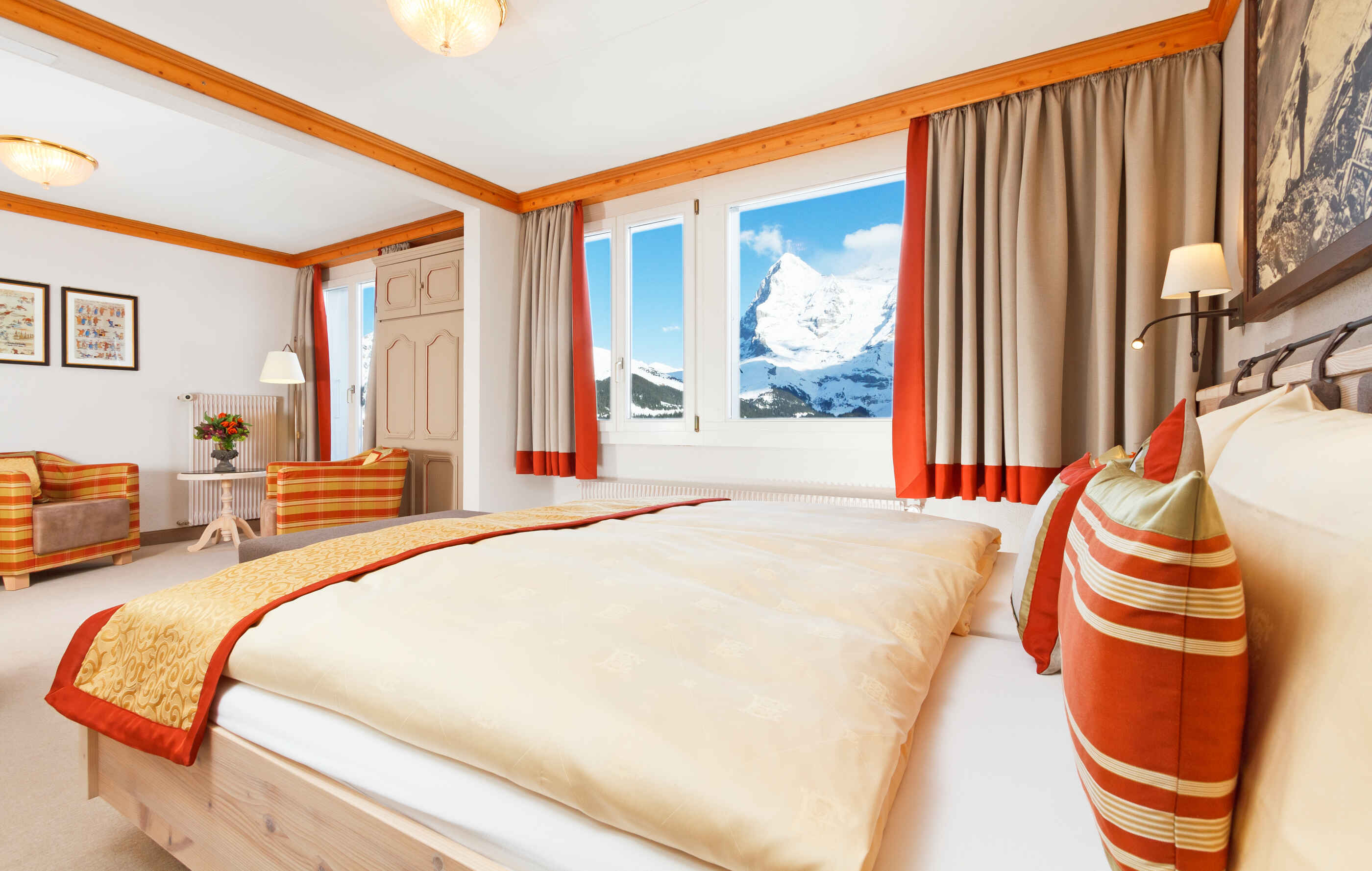 Hotel Eiger, Mürren: Doppelzimmer mit Eiger Bergblick