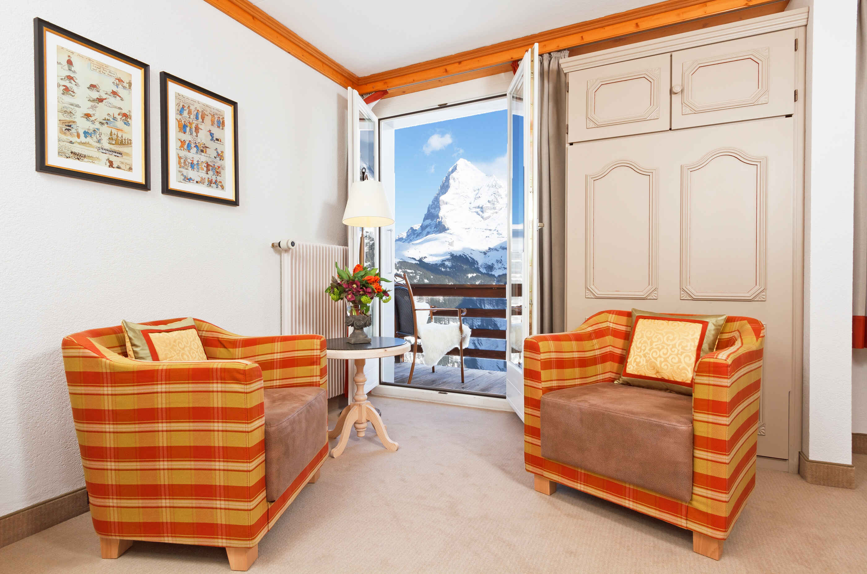 Hotel Eiger, Mürren: Doppelzimmer mit Eiger Bergblick