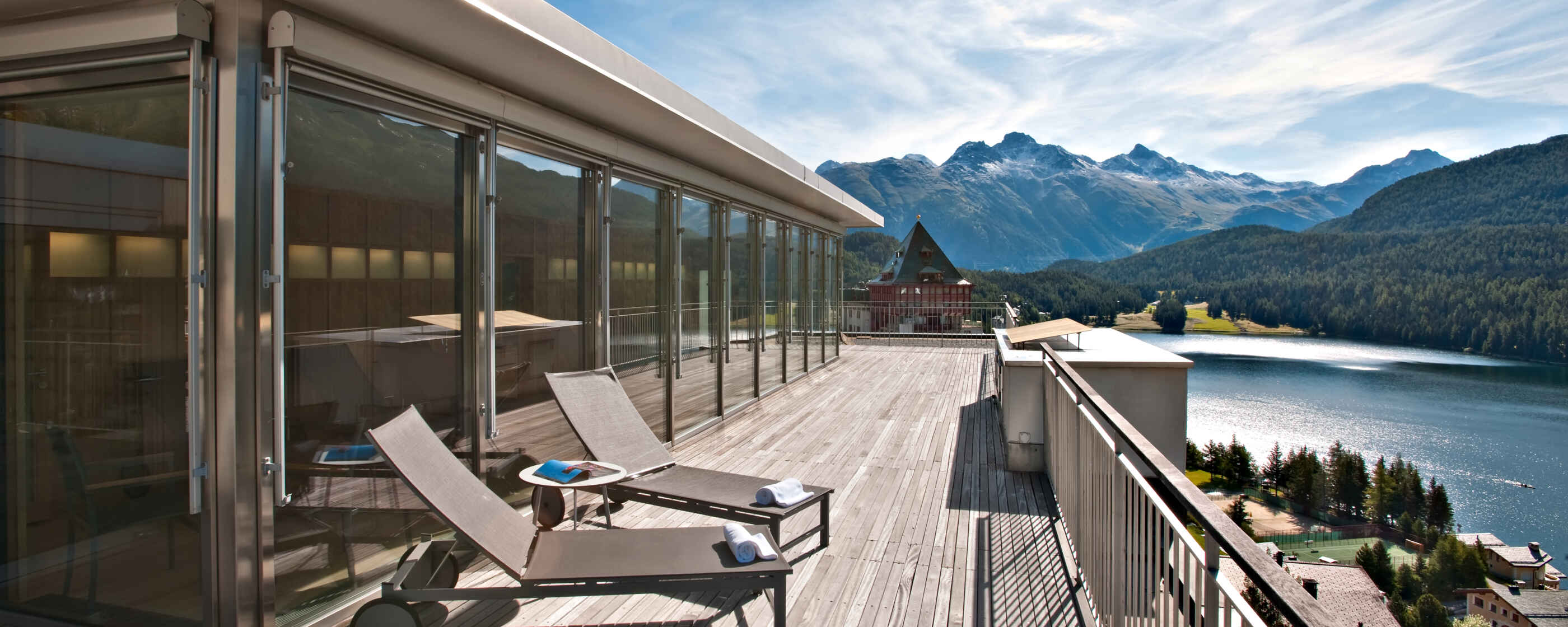 Hotel Schweizerhof, St. Moritz: Terrasse Wellness