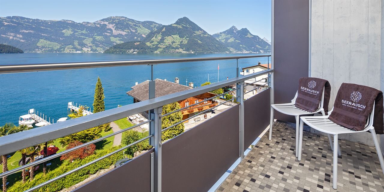 Hotel Seerausch, Beckenried: Panorama Doppel- oder Zweibettzimmer - Seesicht