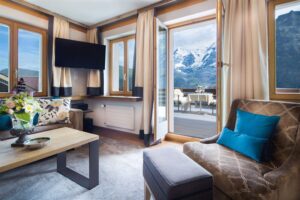 Hotel Eiger, Mürren: Suite mit einem Schlafzimmer und Eiger Bergblick